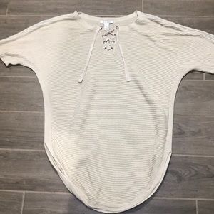 WHITE HOUSE BLACK MARKET CREAM TUNIC SWEATER XL